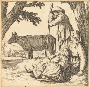 Chłopska para z krową autorstwa Jacques Callot