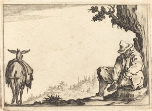 Chłop zdejmuje but autorstwa Jacques Callot