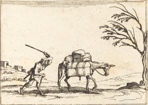 Chłop Biczuje Osiołka autorstwa Jacques Callot