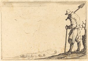 Chłop z łopatą na ramieniu autorstwa Jacques Callot