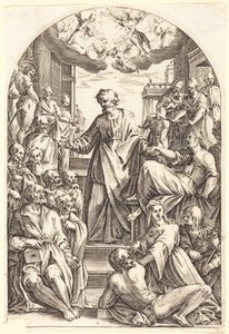 Piotr wskrzesza Tabitę autorstwa Jacques Callot