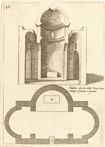 Plan i elewacja kościoła św Jakuba i Jana, 1619. autorstwa Jacques Callot