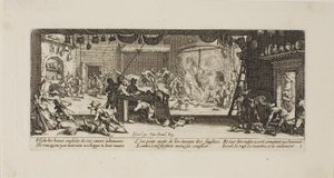 Plądrowanie dużego gospodarstwa, plansza piąta z The Miseries of War autorstwa Jacques Callot