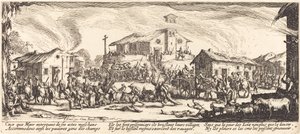 Plądrowanie i palenie wioski autorstwa Jacques Callot