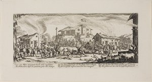 Plądrowanie i palenie wioski, płyta siódma z The Miseries of War autorstwa Jacques Callot