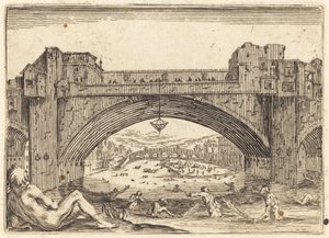 Ponte Vecchio, Florencja, c. 1622. autorstwa Jacques Callot