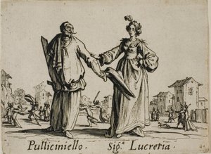 Pulliciniello - Signora Lucretia, płyta 9 z Balli di Sfessania autorstwa Jacques Callot