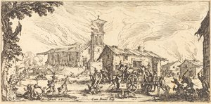 Niszczenie i palenie wioski autorstwa Jacques Callot