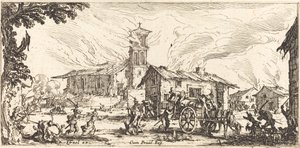Niszczenie i palenie wioski autorstwa Jacques Callot