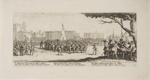 Rekrutacja wojsk, płyta druga z The Miseries of War autorstwa Jacques Callot