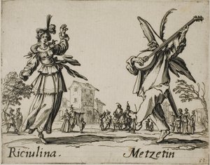 Riciulina - Metzetin, płyta 8 z Balli di Sfessania autorstwa Jacques Callot