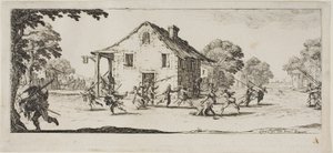 Scena grabieży, plansza czwarta z książki The Miseries of War autorstwa Jacques Callot