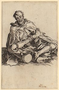 Wątły żebrak, plansza 13 z serii „Żebracy” autorstwa Jacques Callot
