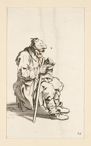 Siedzący żebrak, jedzący, z The Beggars autorstwa Jacques Callot
