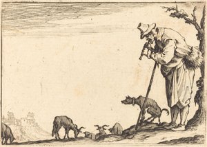 Pasterz grający na flecie autorstwa Jacques Callot