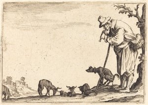 Pasterz grający na flecie autorstwa Jacques Callot