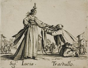 Signora Lucia - Trastullo, płyta 21 z Balli di Sfessania autorstwa Jacques Callot