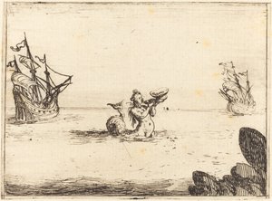 Syrena między dwoma statkami autorstwa Jacques Callot