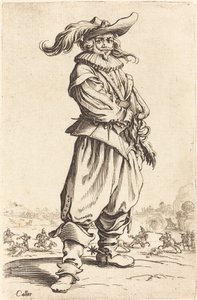 Żołnierz w kapeluszu z piórami, ok. 1930 r. 16201623. autorstwa Jacques Callot