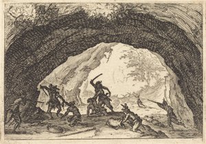 Żołnierze atakujący złodziei, c. 1617. autorstwa Jacques Callot