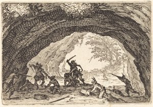 Żołnierze atakujący złodziei, c. 1622. autorstwa Jacques Callot