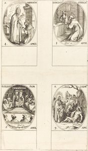 św. Ambroży; św. Wincentego Ferrera; św Celestyna; Św. Łazarz autorstwa Jacques Callot