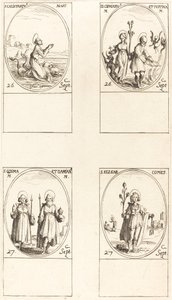 Św. Kalistrat; św. Cyprian i Justina; św. Comus i Damian; Św. Elzear, hrabia autorstwa Jacques Callot