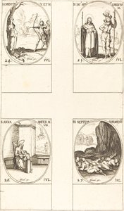 św. Krystyna; św. Jakuba, Apostoła i św. Krzysztofa; św. Anny; Siedmiu Śpiących E autorstwa Jacques Callot