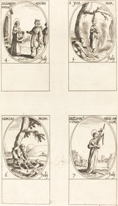 św. Elżbieta Portugalska; św. Zoe; św. Izajasza proroka; St. Edelburge autorstwa Jacques Callot