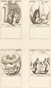 św. Fryderyk; św. Arseniusza, pustelnika; św. Eliasz, prorok; Św. Józef Sprawiedliwy autorstwa Jacques Callot