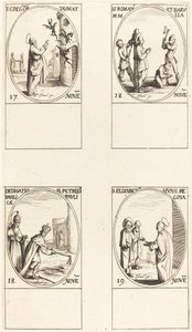 św. Grzegorz; św. Romanus i Barulla; Poświęcenie Bazyliek Św. Piotra i Pawła; autorstwa Jacques Callot