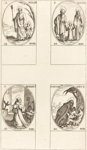 św. Józefa; św. Joachima; św. Benedykt, opat; Św. Katarzyny Szwecji autorstwa Jacques Callot