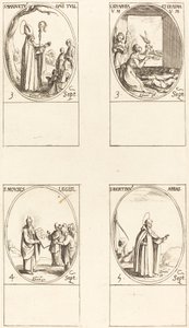 Św. Ludwik Mansuetus; św. Serapia i Erasmus; Mojżesz; Św. Ludwik Bertin, Opat autorstwa Jacques Callot