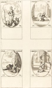 Św. Małgorzaty z Antiochii, Św. Praksedy, Św. Marii Magdaleny, Św. Brygidy Szwedzkiej. autorstwa Jacques Callot