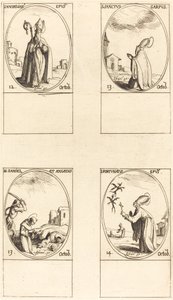 św. Maksymiliana, św. Karpa, św. Daniela i św. Anioła, św. Fortunata. autorstwa Jacques Callot