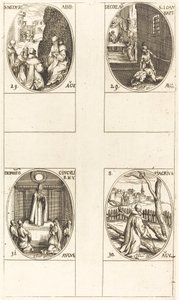św. Mederyka, Opata; Ścięcie Jana Chrzciciela; św. Fiakr; Święto Dziewicy autorstwa Jacques Callot