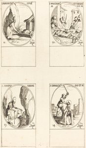 św. Paphnutius; Święci Macedoniusz i Teodulus; św. Kochany; św. Kornelia autorstwa Jacques Callot