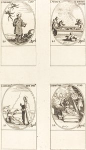 św. Teodor; św. Agnieszka z Monte Pulciano; św. Anzelme, arcybiskup Canterbury; St autorstwa Jacques Callot