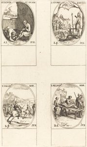 św. Zenon i Towarzysze, św. Jan Chrzciciel, św. Gallicanus, św. Pelagiusz. autorstwa Jacques Callot