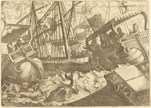 Burza u wybrzeży Barcelony autorstwa Jacques Callot