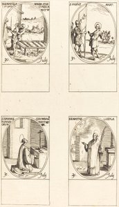 Święci Donatilla, największa i druga; św. Fabiusza; Jana Colombiniego; św. Ignacy Loyola autorstwa Jacques Callot