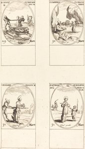 św. Jonasz i Barachisius; Św. Ludwik Jana Klimaka, opata; Św. Ludwik Benzoes; św. Kwiryn i Bal autorstwa Jacques Callot