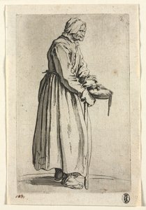 Żebracy: Żebraczka z miską na jałmużnę autorstwa Jacques Callot