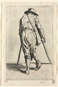 Żebracy: żebrak o kulach, w kapeluszu autorstwa Jacques Callot