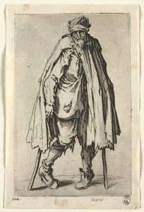 The Beggars: Żebrak o kulach z torbą , c. 1623. autorstwa Jacques Callot