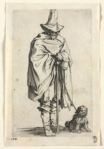 Żebracy: ślepiec ze swoim psem autorstwa Jacques Callot
