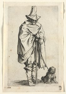 Żebracy: niewidomy mężczyzna z psem, c. 1623. autorstwa Jacques Callot