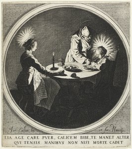 Błogosławieństwo Le Bénédicité znane również jako Święta Rodzina przy Stole, 1628. autorstwa Jacques Callot