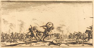 Walka Kawalerii Pistoletami, ok. godz. 16321634. autorstwa Jacques Callot