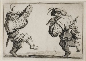 Tancerze z fletem i tamburynem z filmu Kaprysy autorstwa Jacques Callot